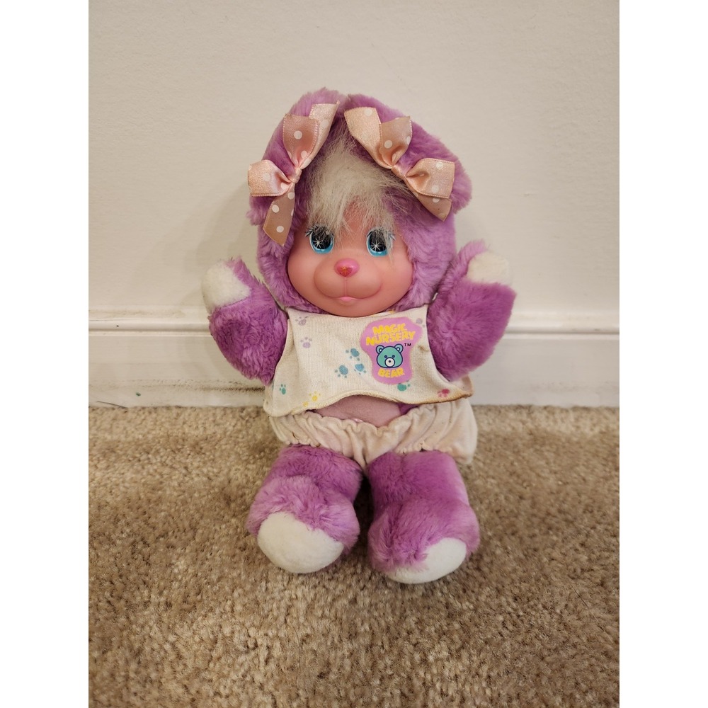 1990 Mattel Magic Nursery Purple Puppy plush